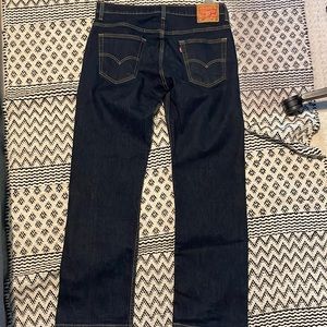 Levi dark denim with yellow stitching